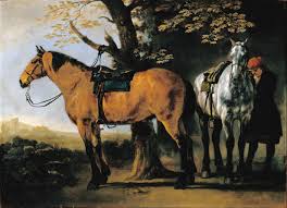 Two Horses by Abraham Van Calreat